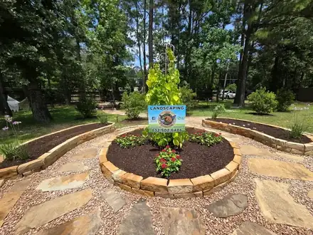 Flagstone patio with raised planter beds (photo 8 of 8)