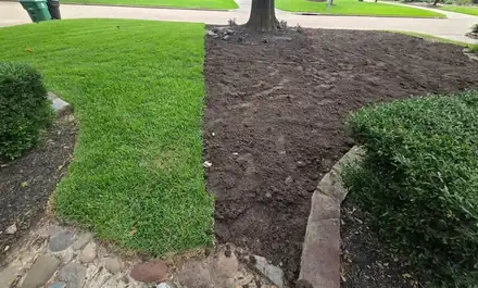 Lawn being leveled and repaired