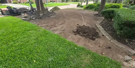 Lawn being leveled and repaired (photo 4 of 8)